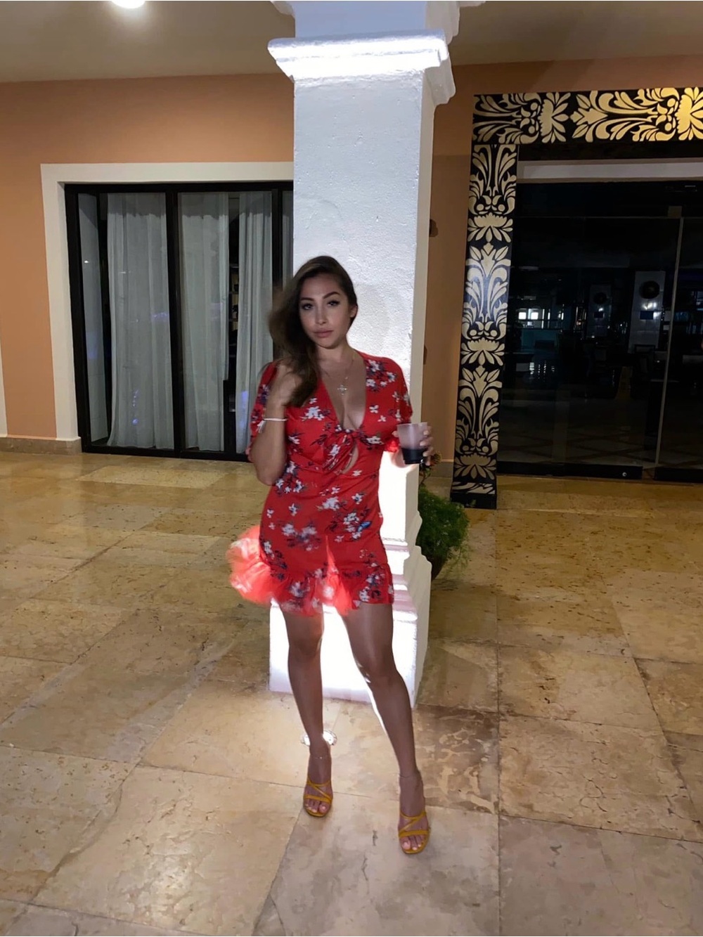 Red Floral Wrap Mini Dress - Women's Summer Dress